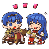 Marth y Shiida en Conoce a los Héroes.