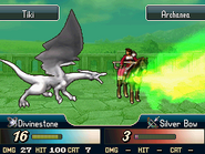 Tiki using the Breath of Fog on an enemy Horseman in New Mystery of the Emblem.