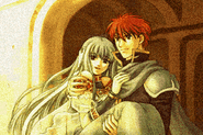 Eliwood's ending CG if he has an A Support with Ninian.