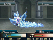 An enemy casting Blizzard on Avatar in New Mystery of the Emblem.