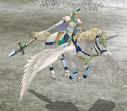 Sigrun's in-game battle model as a Falcon Knight in Radiant Dawn.