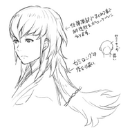 Detailed sketch of Takumi's hair from Yusuke Kozaki's Twitter.