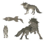 Concept artwork of a Wolf from Fire Emblem: Radiant Dawn Memorial Book Tellius Recollection: The Second Volume.