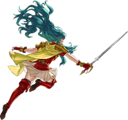 Artwork of Eirika in the title screen from Fire Emblem Heroes.