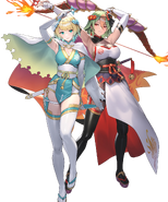 Artwork of Flame and Frost Laegjarn and Fjorm by cuboon.
