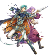 Artwork de Ephraim y Lyon (Dúo regio) en Fire Emblem Heroes por Kotaro Yamada.