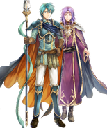 Artwork de Ephraim y Lyon (Dúo regio) en Fire Emblem Heroes por Kotaro Yamada.