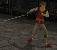 Battle model of Edward, a Myrmidon from Radiant Dawn.