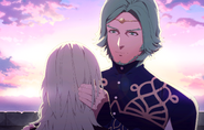 CG artwork of female Byleth's S-Support with Seteth.