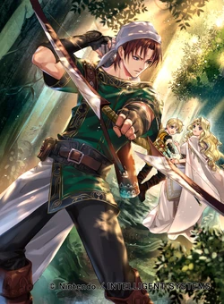 Jamke escorting Edain and Dew from Marpha by Clover.K for Fire Emblem 0 (Cipher).