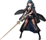 Female Byleth brandishing the sword