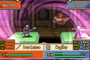 Lyon casting Naglfar on a Wight in The Sacred Stones.