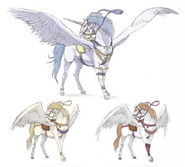 Concept arts of the pegasi from Fire Emblem: Path of Radiance Memorial Book Tellius Recollection: The First Volume