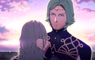 Unused CG artwork of Female Byleth's S-Support with Seteth in the Crimson Flower route.