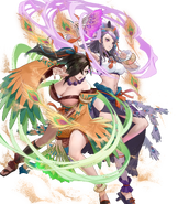 Artwork of Bond Unwavering Kagero and Orochi from Fire Emblem Heroes by ekao.