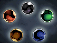 The Starsphere (bottom right), alongside the Darksphere, Lightsphere, Lifesphere, and Geosphere, in New Mystery of the Emblem.