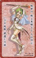 L'Arachel as a Troubadour in the One Hundred Songs of Heroes Karuta set.