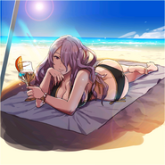 Artwork CG de Camilla obtenible con el DLC Reyerta vacacional.