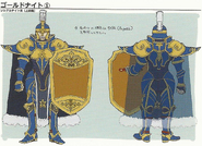 Concept artwork of the male variant of the Gold Knight class from Echoes: Shadows of Valentia.
