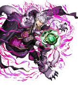 Artwork of Fall Reincarnation Robin from Fire Emblem Heroes by Okuma Yugo.