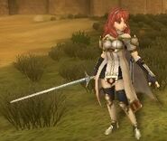 Celica's battle model as a Priestess in Echoes: Shadows of Valentia.