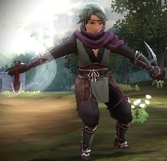 Battle model of Kaze, a male Ninja.