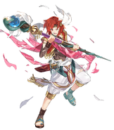 Ilustración de Xane como Ilusión desértica de Fire Emblem Heroes por Yo Kanzawa.