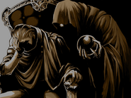 A depressed Hardin being visited by Gharnef in the New Mystery of the Emblem background website.