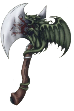 Official artwork of the Devil Axe from the TCG.