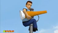 Arnold stuck on top of a flagpole