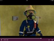 Penny using her breathing apparatus in an emergency