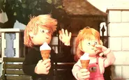Sarah and James having ice-cream in the 1988 annual