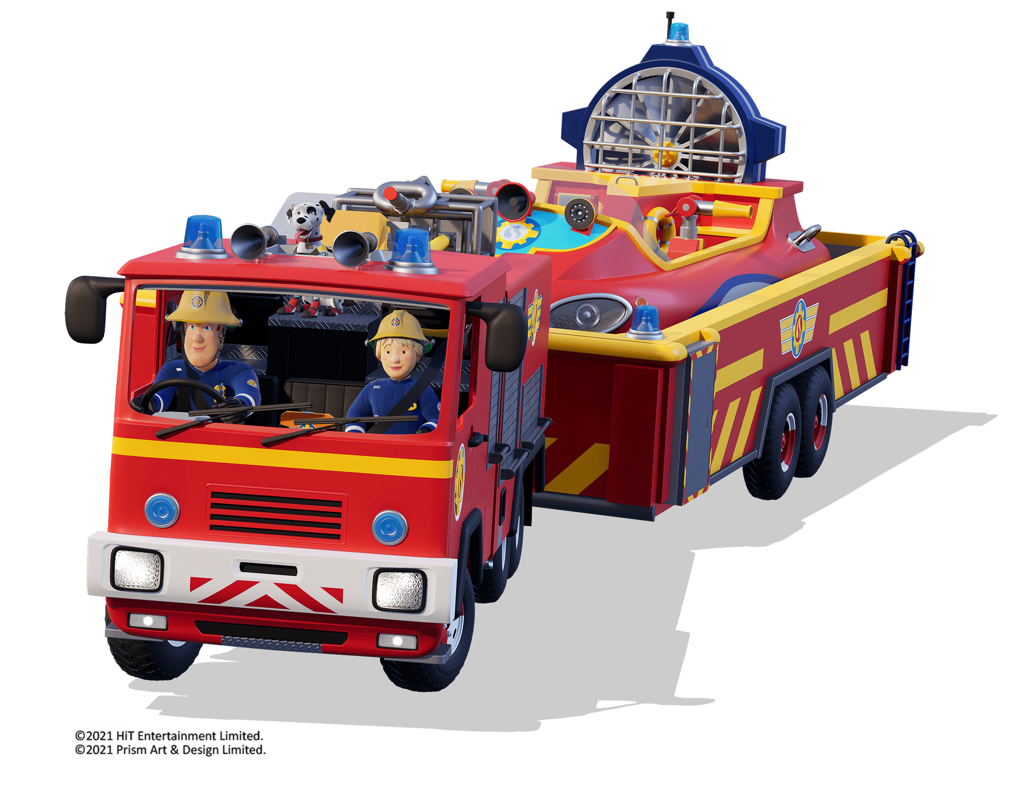 Set of 2 Fire Truck Engine Toy Water Tender Fire Rescue Ladder Truck Light Sound