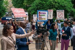 Protests at Sebastian's press conference