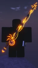 Volcanic rod equipped on a player's back.
