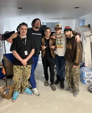 Jon and crew on his last day of Season 1, posted by Sam