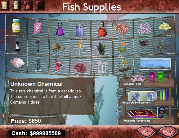 fish tycoon unknown chemical