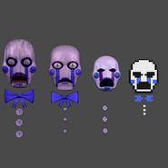 (From Left to Right) Monster Vinnie, Vinnie or Reverse Puppet (Fnac 3), Vinnie (fnac 1), Vinnie (Minigame)