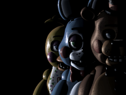 Toy Freddy, Toy Chica y Toy Bonnie en el menú principal