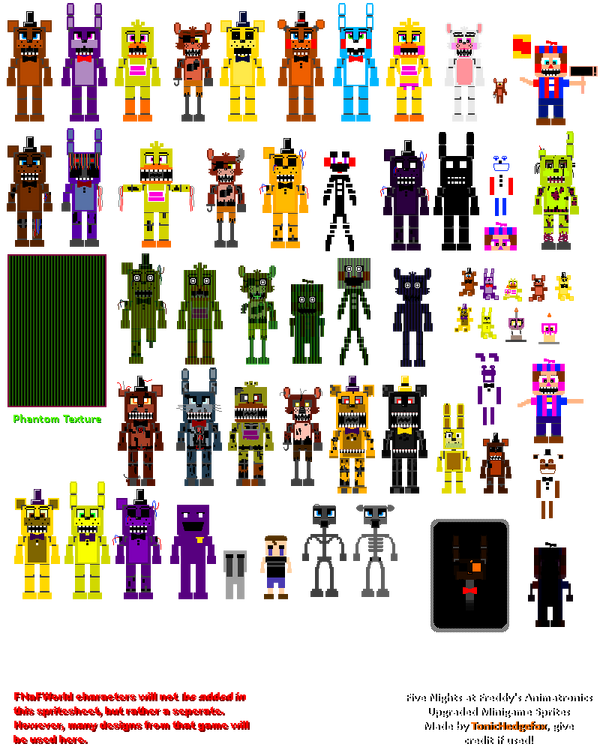 Five Nights at Freddy's animatronics sprites by Chaosian01