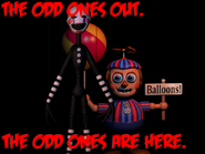 The fourth teaser, featuring Balloon Boy and The Puppet, with text saying "The odd ones out. The odd ones are here."