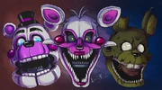 Arte di Funtime Freddy, Funtime Foxy e Springtrap da Five Nights at Freddy's: The Fourth Closet.