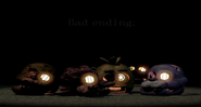 La testa di Foxy (insieme alle altre) nella Schermata di "Bad Ending/Finale Cattivo"