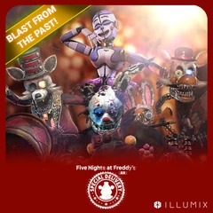 I tre Animatronics del Circo originali con Ballora dall'immagine del loro ritorno.