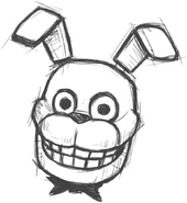 Lo schizzo di Oswald di un coniglio giallo dall'aspetto inquietante.