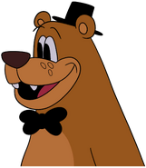 A closeup of Freddy's face.
