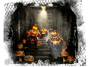 I primi 2 animatronics di Halloween visti su un adesivo: Jack-O-Bonnie e Jack-O-Chica.