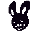 Testa di Glitchtrap fluttuante in movimento, animata.