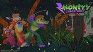 Un poster che mostra Glamrock Freddy e Montgomery Gator che giocano a golf