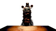 Molten Freddy nel suo stato di attenzione, illuminato e saturo.